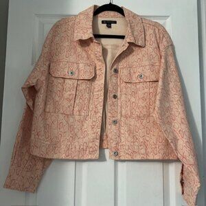 NWT $89 INC from Macys Ella Snake Peach Snake Skin Denim Jacket Size Medium